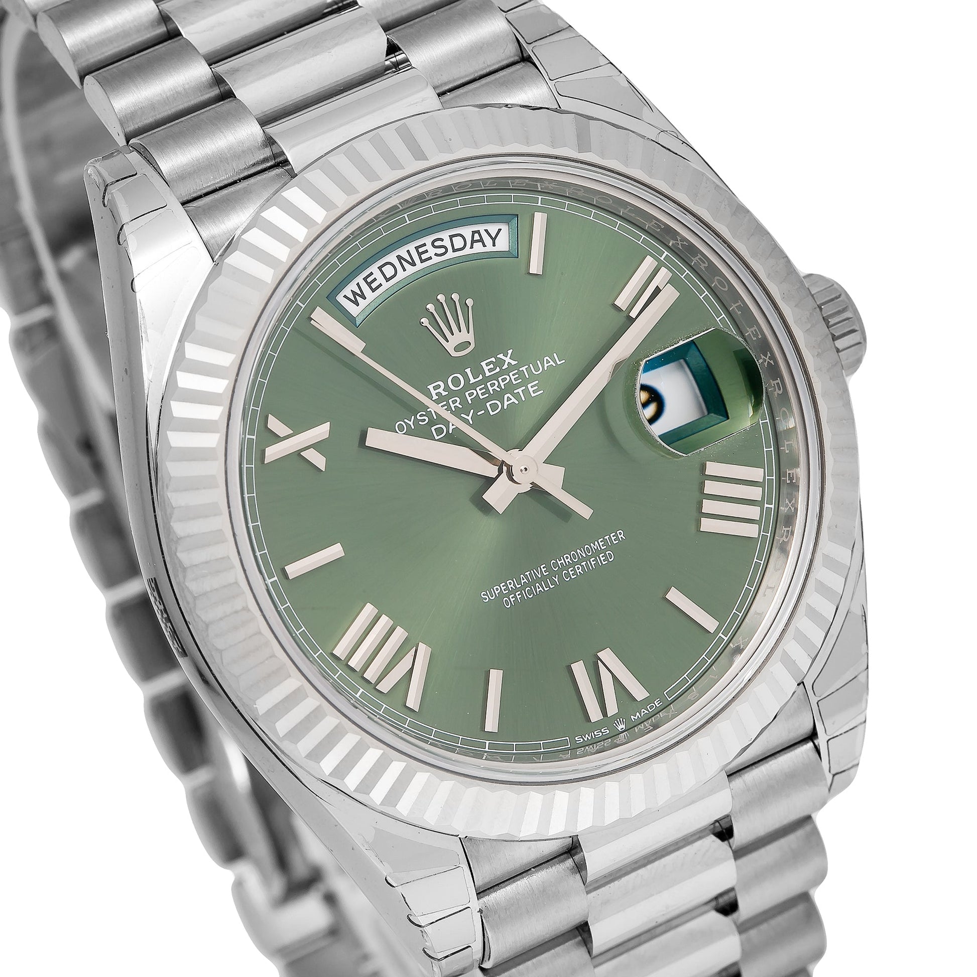 Rolex Day Date 40 White Gold Olive Dial 228239