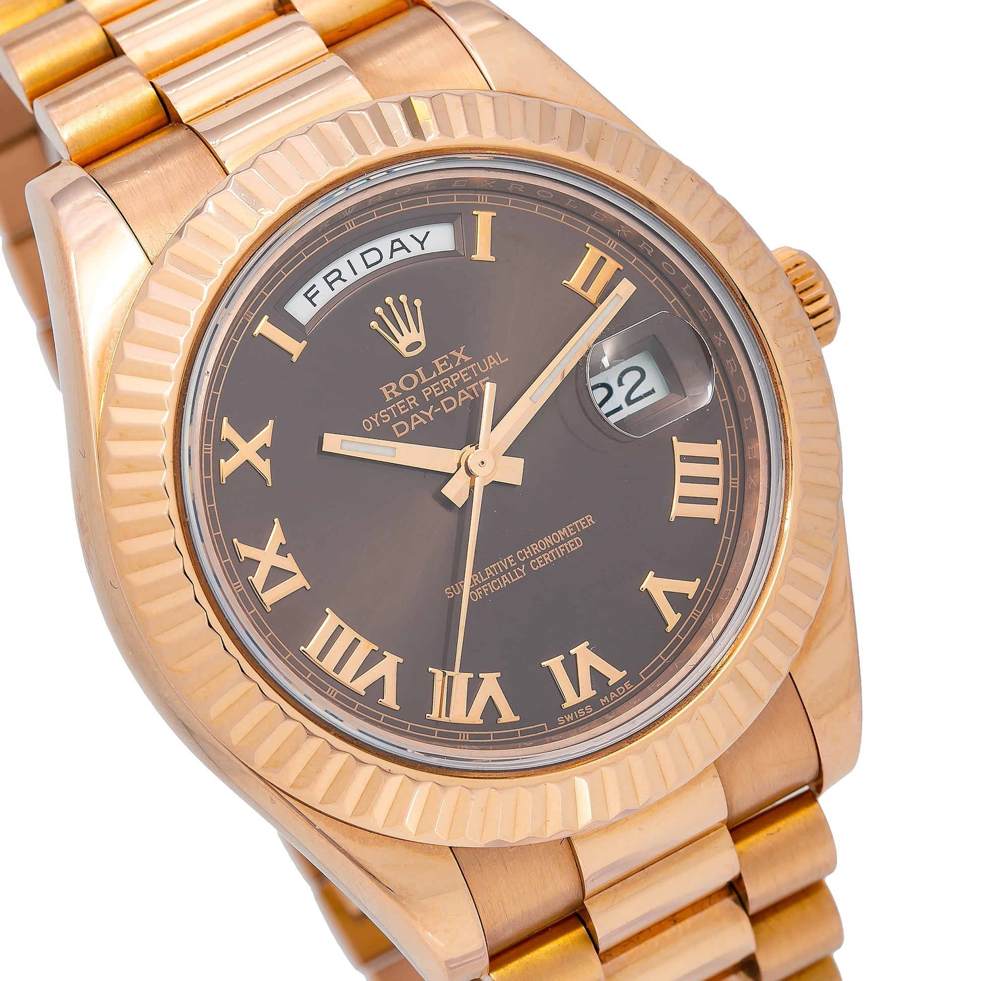 Rolex Day Date 2 41mm Rose Gold Chocolate Roman 218235