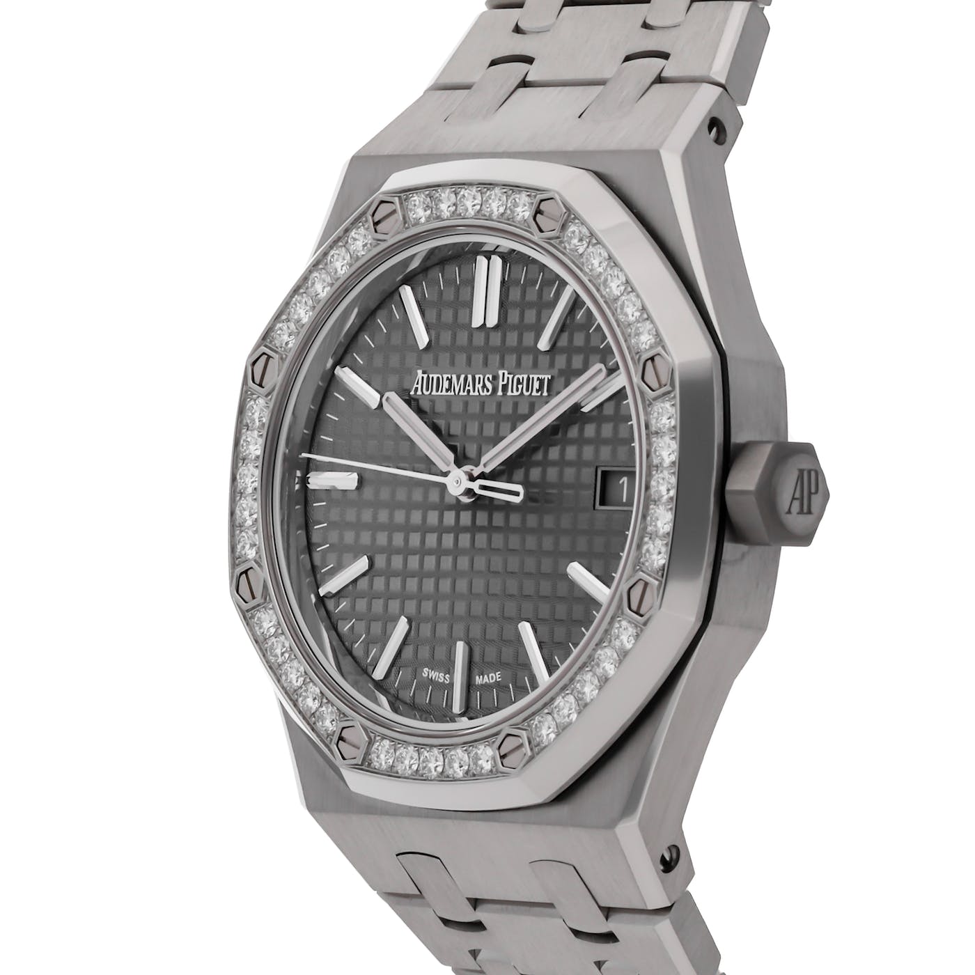 Audemars Piguet Royal Oak Stainless Steel Factory Diamond Bezel 37mm 50th Anniversary 15551ST