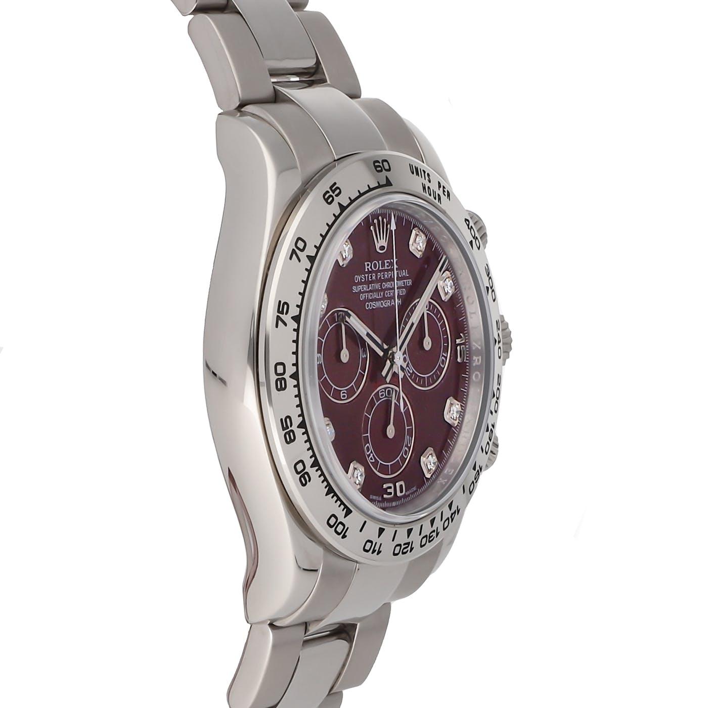 Rolex Daytona White Gold Grossular Rubelite 116509 - Clock Concierge