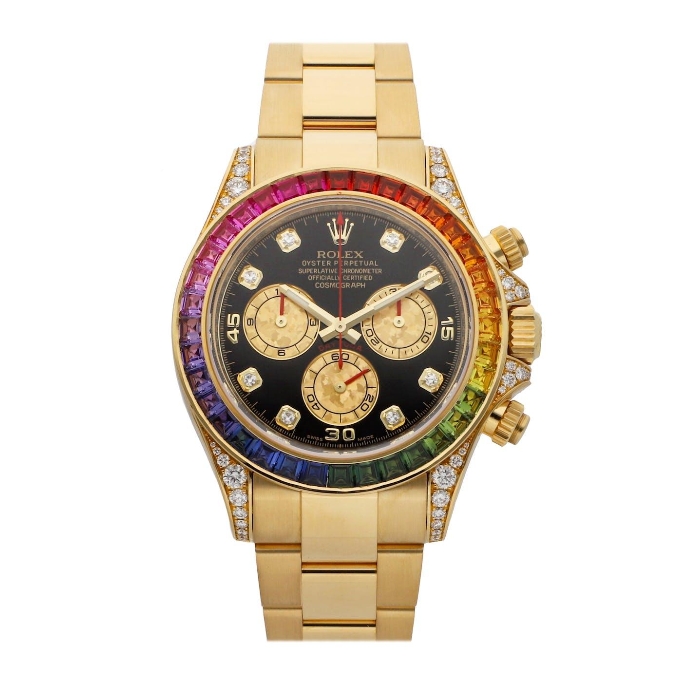Rolex Daytona Yellow Gold Rainbow Factory Set 116598RBOW - Clock Concierge