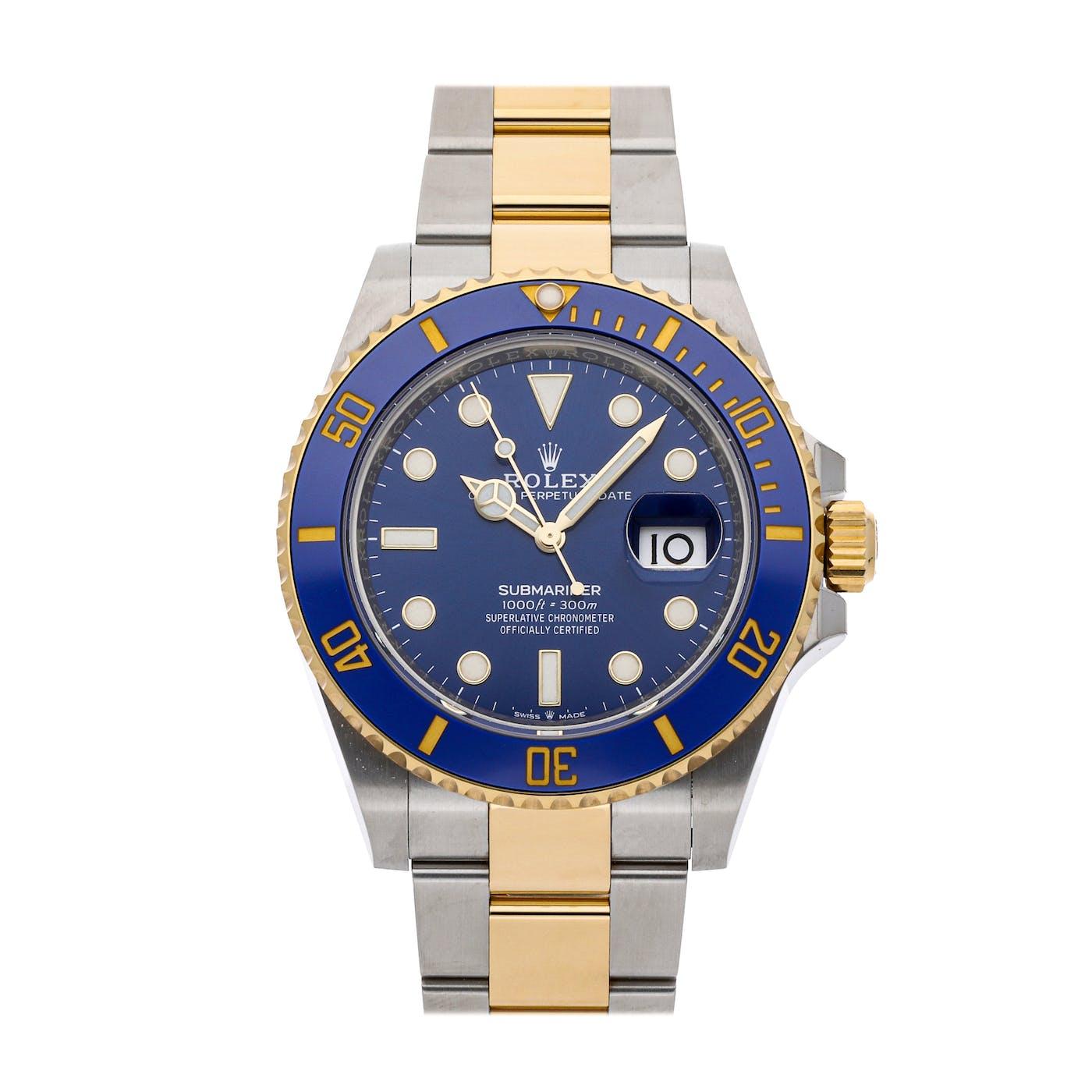 Rolex submariner blue steel and gold top