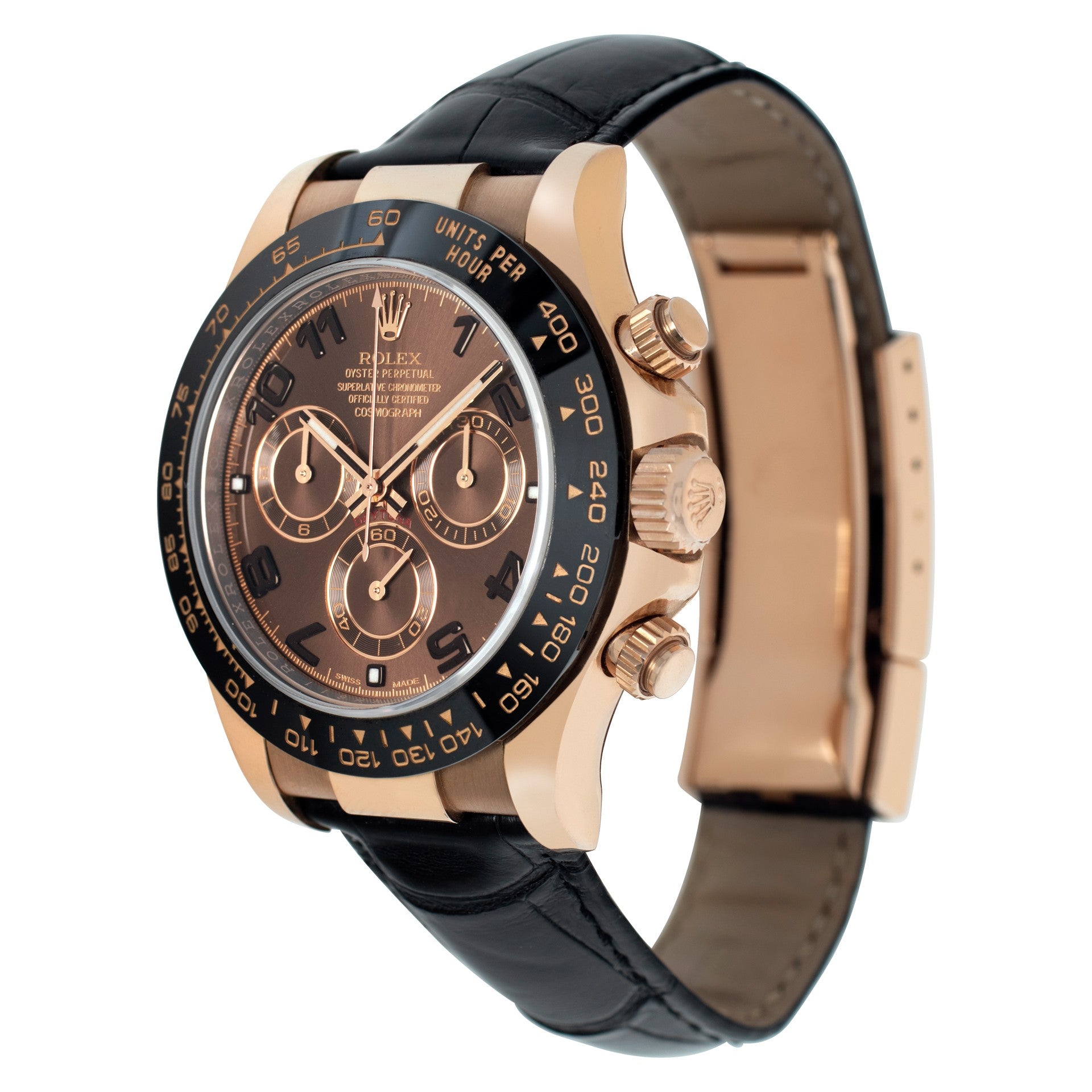 Rolex Daytona Rose Gold Ceramic Bezel Chocolate Arabic 116515