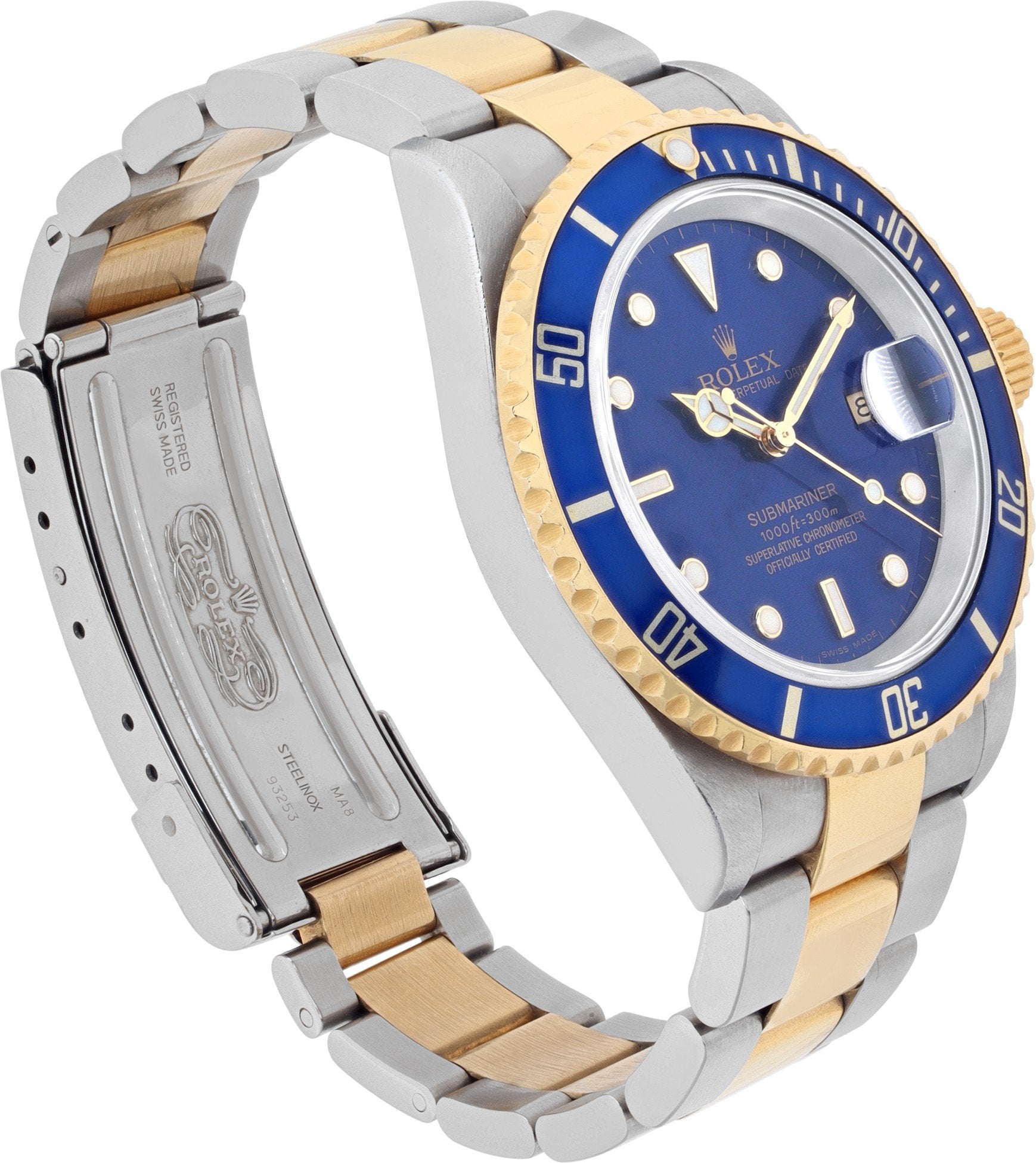 Rolex Submariner Steel and Gold Blue Dial 40mm 16613