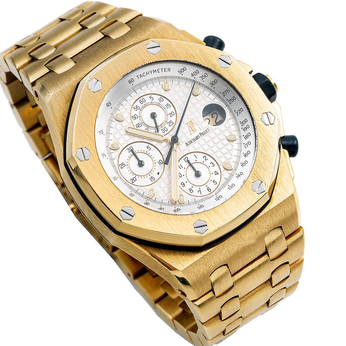 Audemars Piguet Royal Oak Offshore Yellow Gold White Dial 25721BA