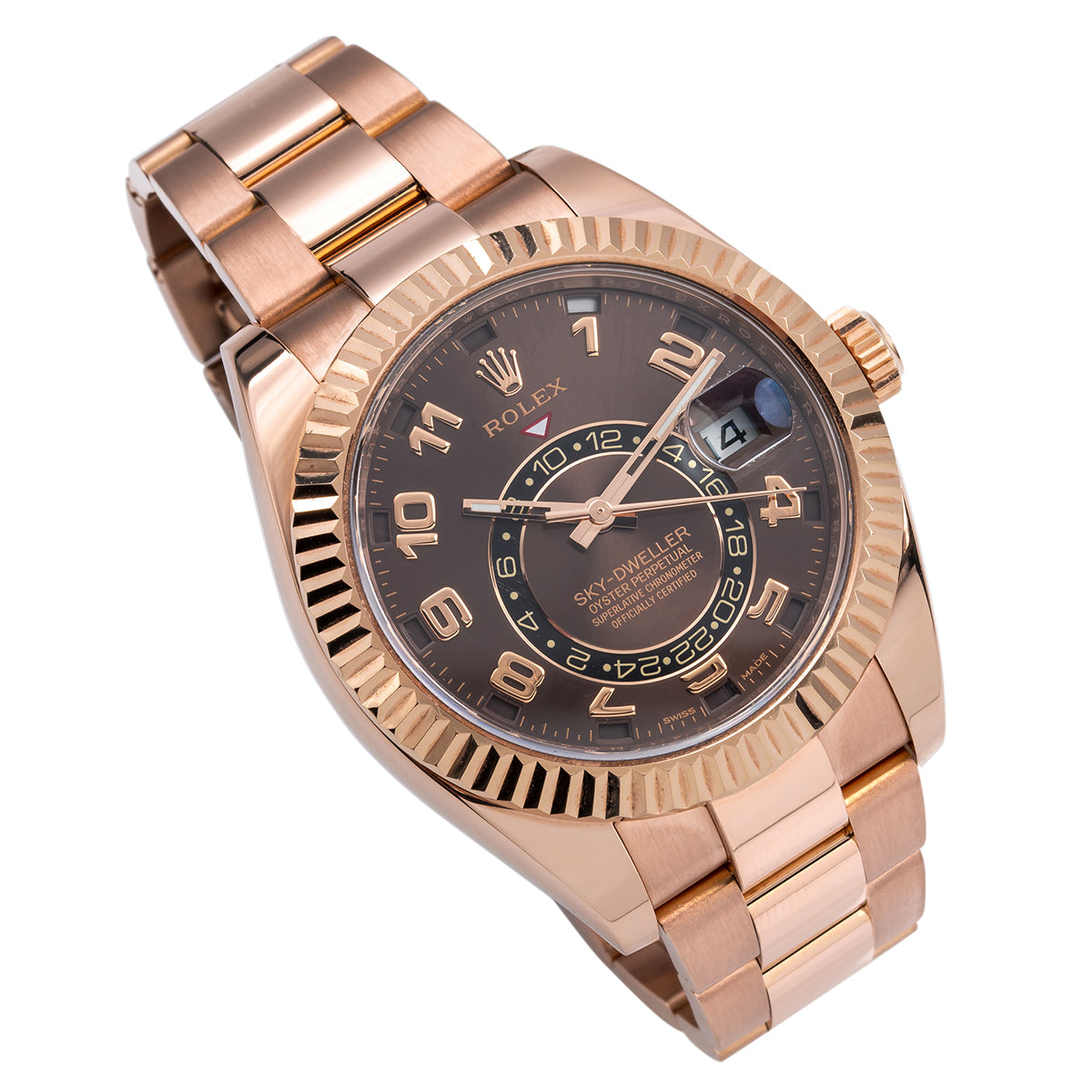 Rolex Skydweller Rose Gold Chocolate Arabic Dial 326935