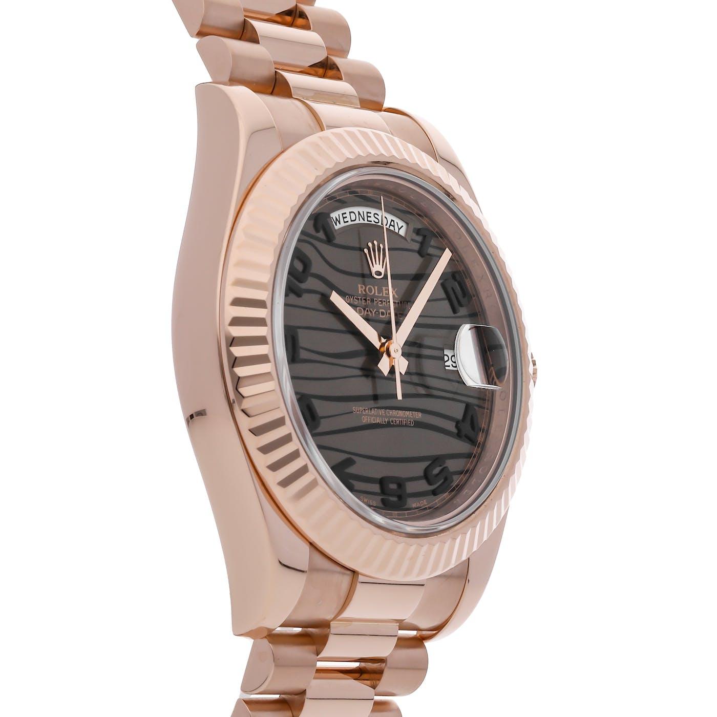 Rolex Day Date 2 41mm Rose Gold "Chocolate Wave" 218235 - Clock Concierge