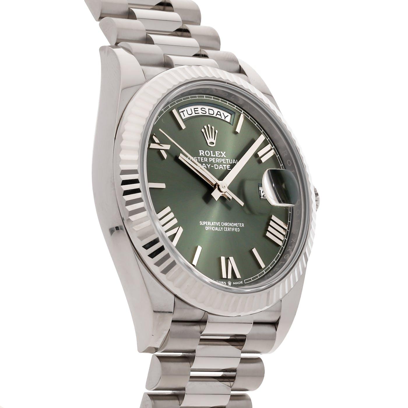 Rolex Day Date 40 White Gold "Olive" 228239 - Clock Concierge