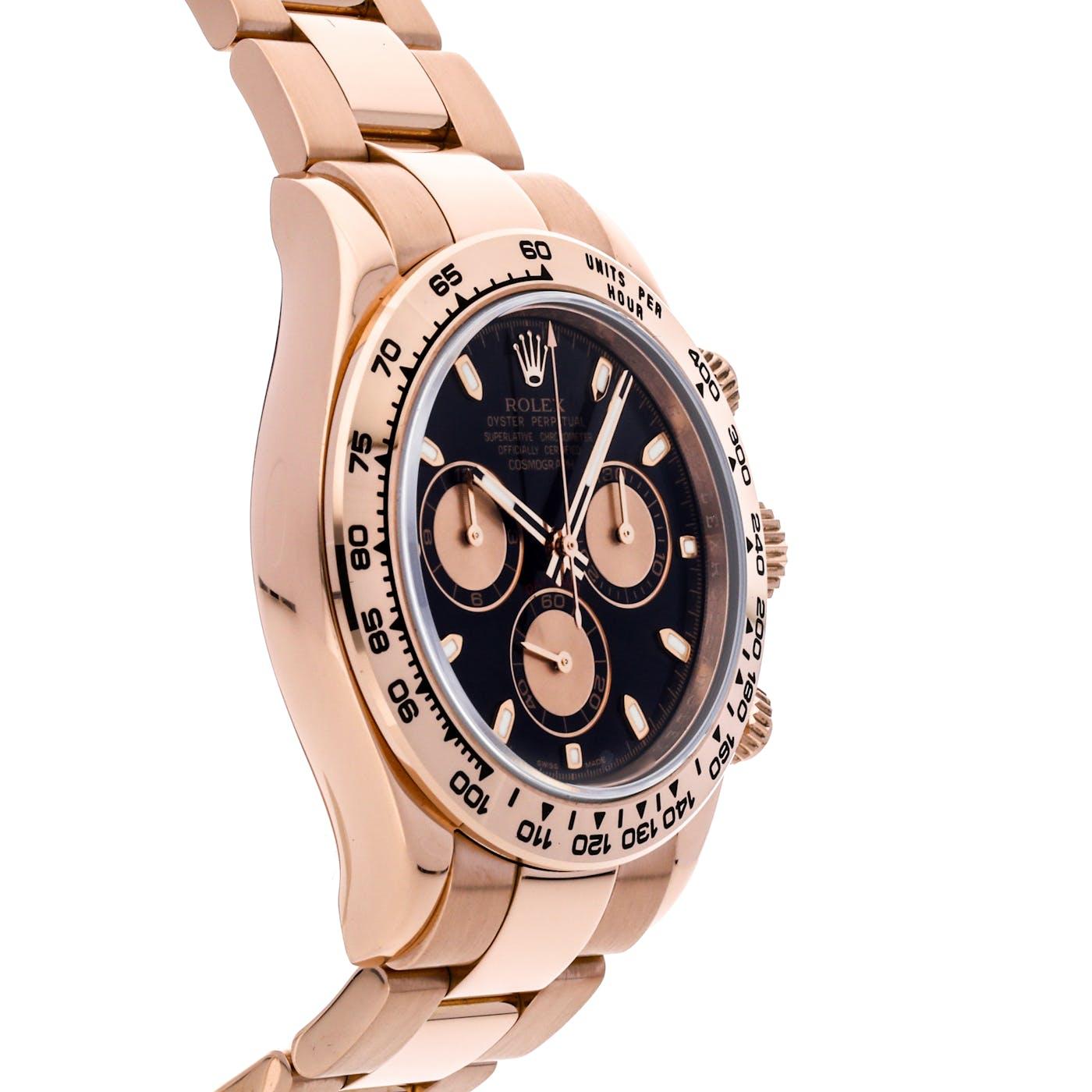Rolex Daytona Rose Gold 116505 Black - Clock Concierge