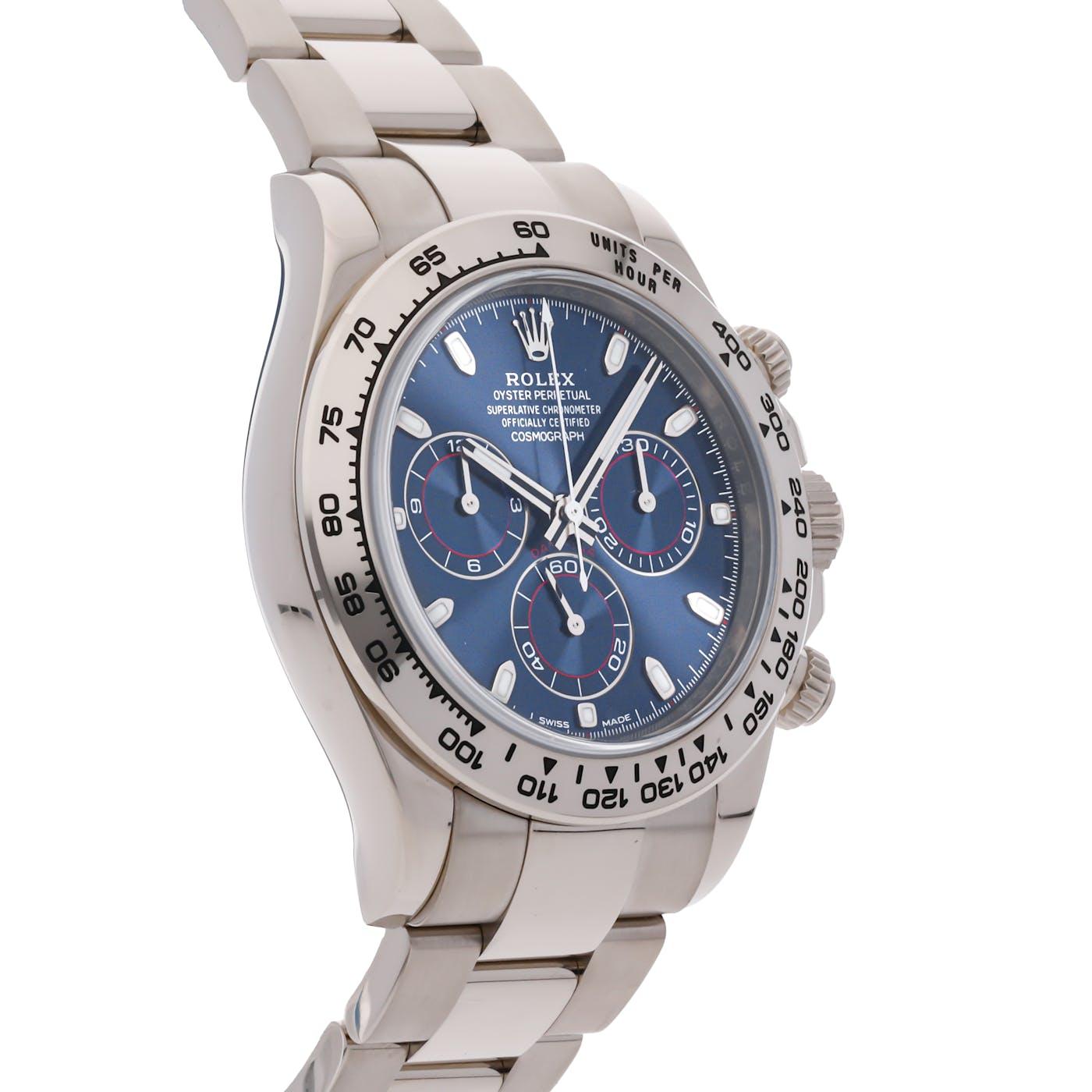 Rolex Daytona White Gold Blue Dial 116509 - Clock Concierge