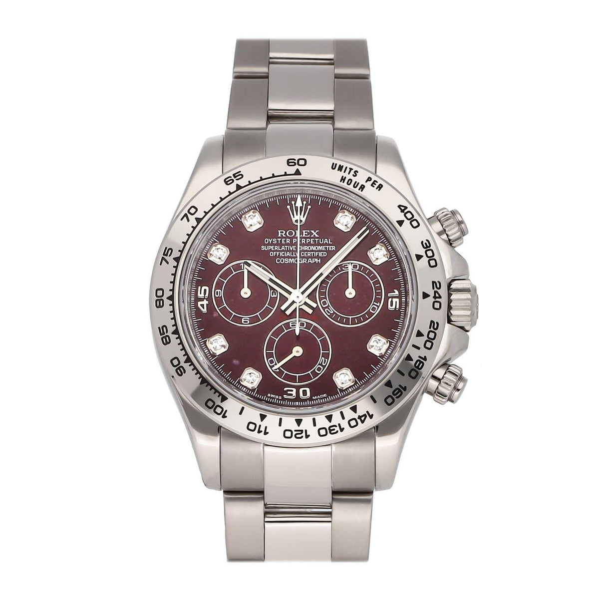 Rolex Daytona White Gold Grossular Rubelite 116509 - Clock Concierge