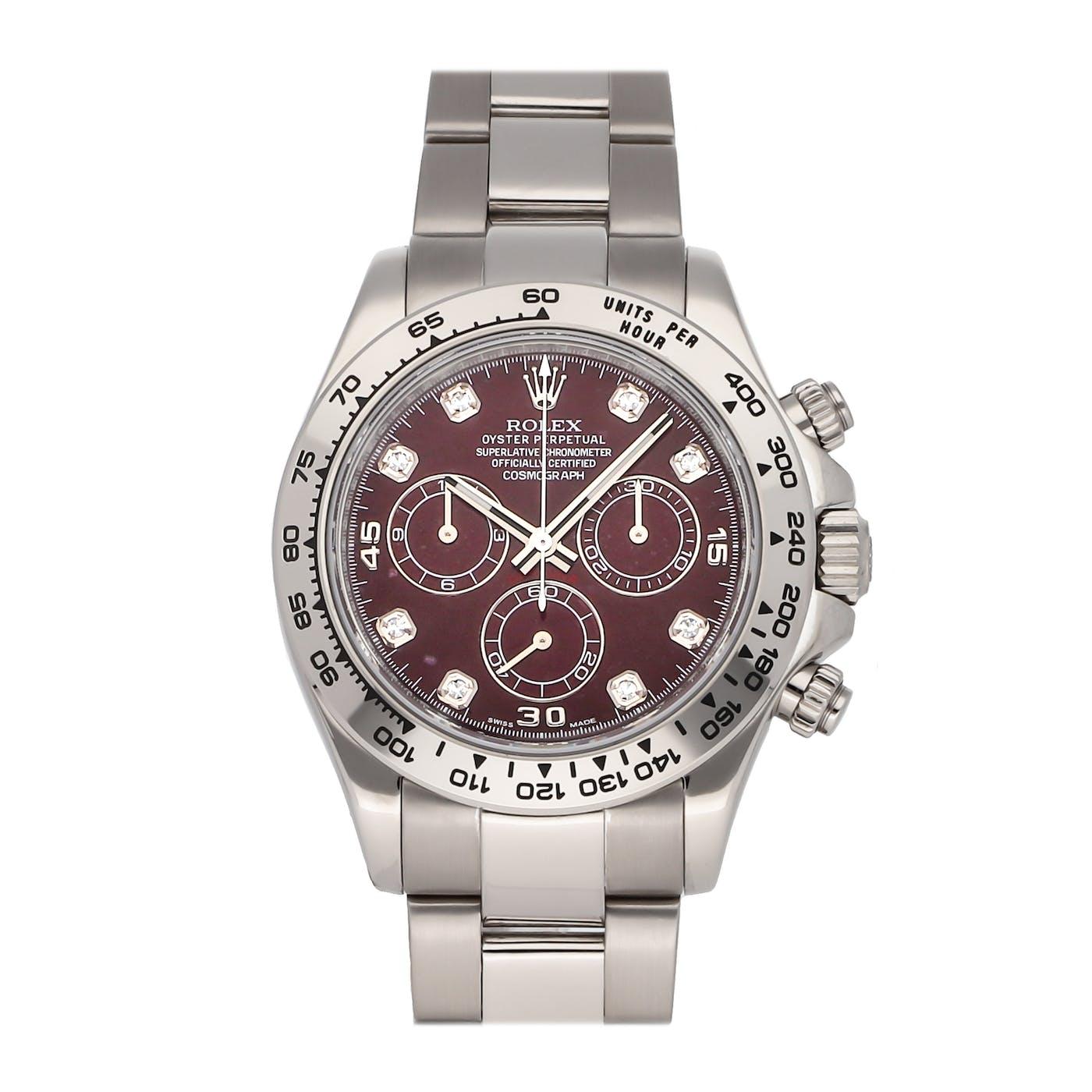 Rolex Daytona White Gold Grossular Rubelite 116509 - Clock Concierge