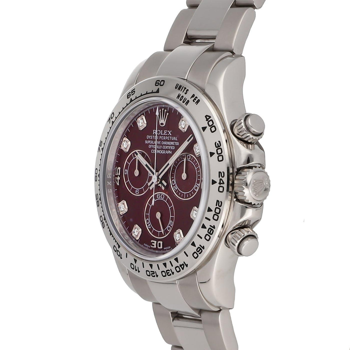 Rolex Daytona White Gold Grossular Rubelite 116509 - Clock Concierge