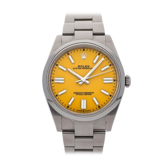 Rolex Oyster Perpetual 41mm Mustard Yellow 124300 - Clock Concierge