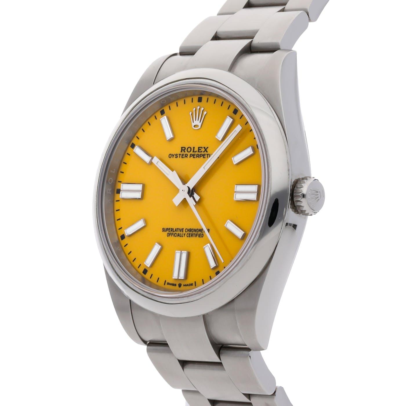 Rolex Oyster Perpetual 41mm Mustard Yellow 124300 - Clock Concierge