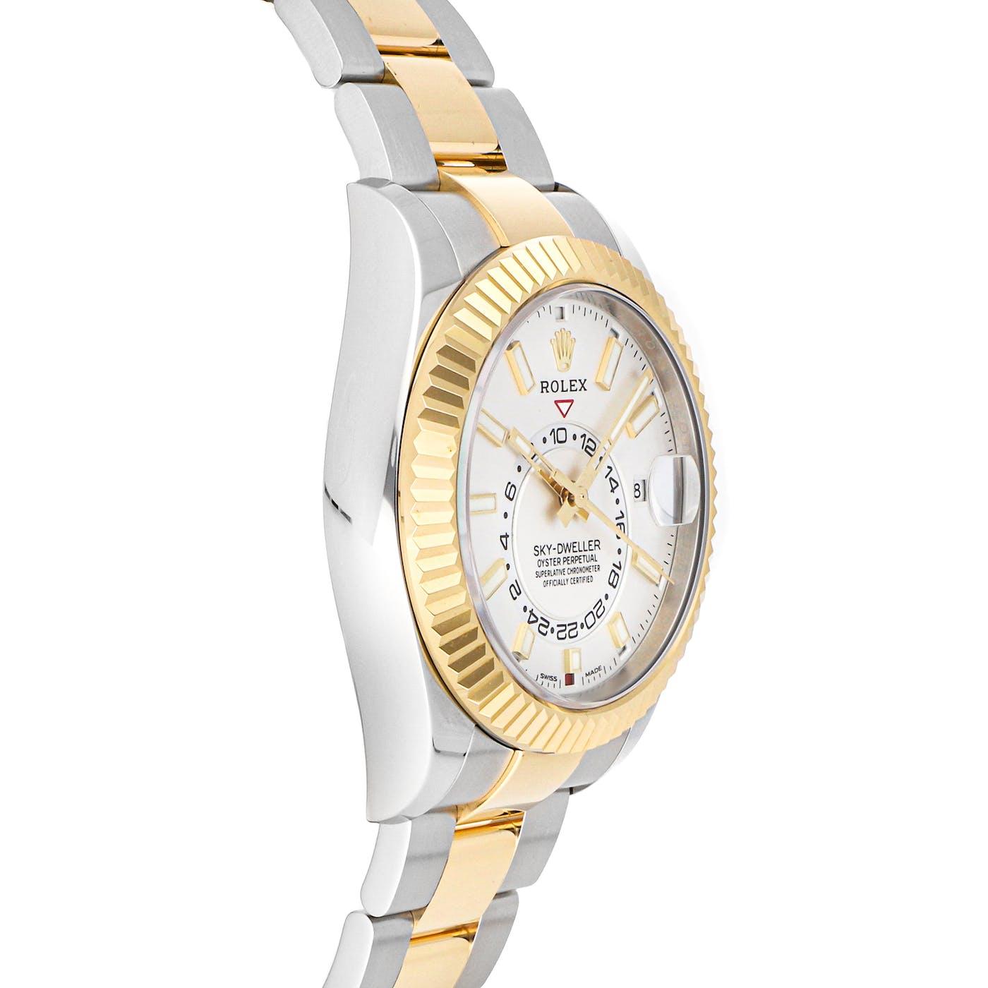 Rolex Skydweller Steel and Yellow Gold White Dial Oyster 326933 - Clock Concierge