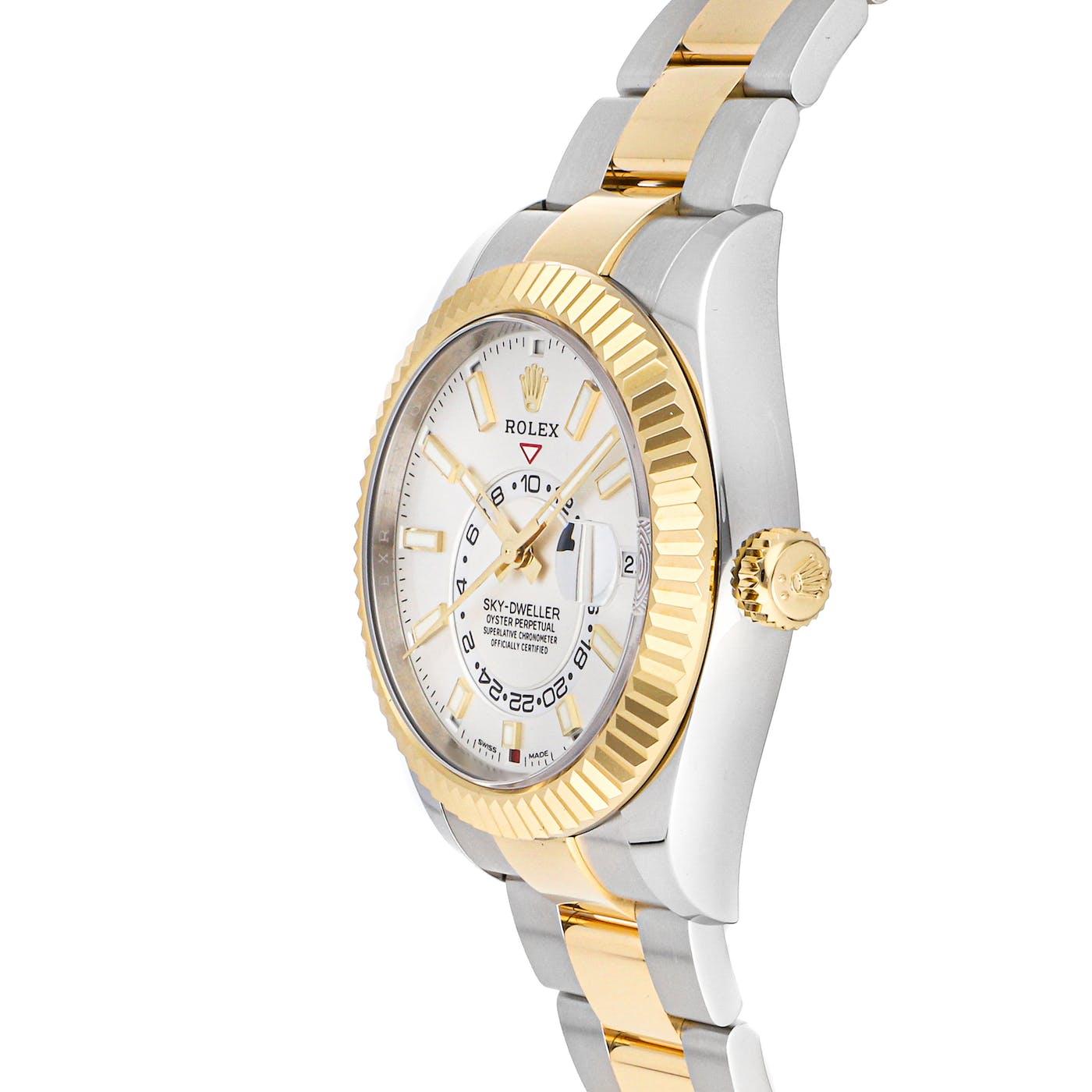 Rolex Skydweller Steel and Yellow Gold White Dial Oyster 326933 - Clock Concierge