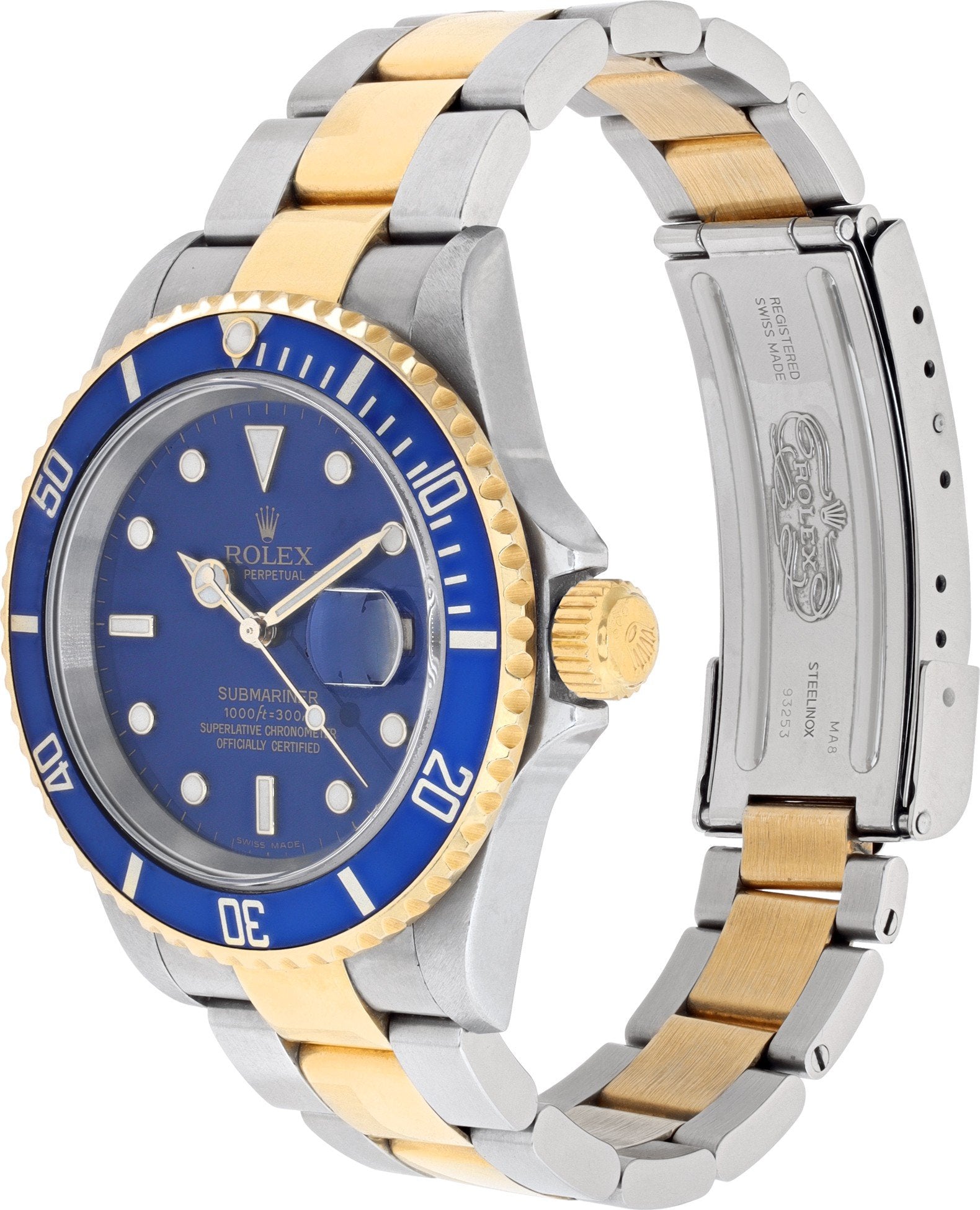 Rolex Submariner Steel and Gold Blue Dial 40mm 16613